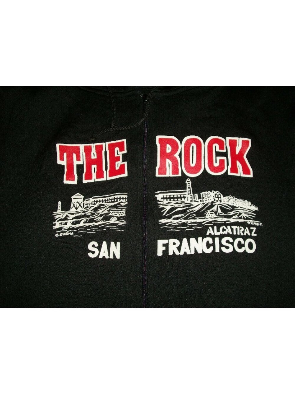 The Rock Alcatraz Men's Sweatshirt Black Size XL San Francisco Zipper Hooded